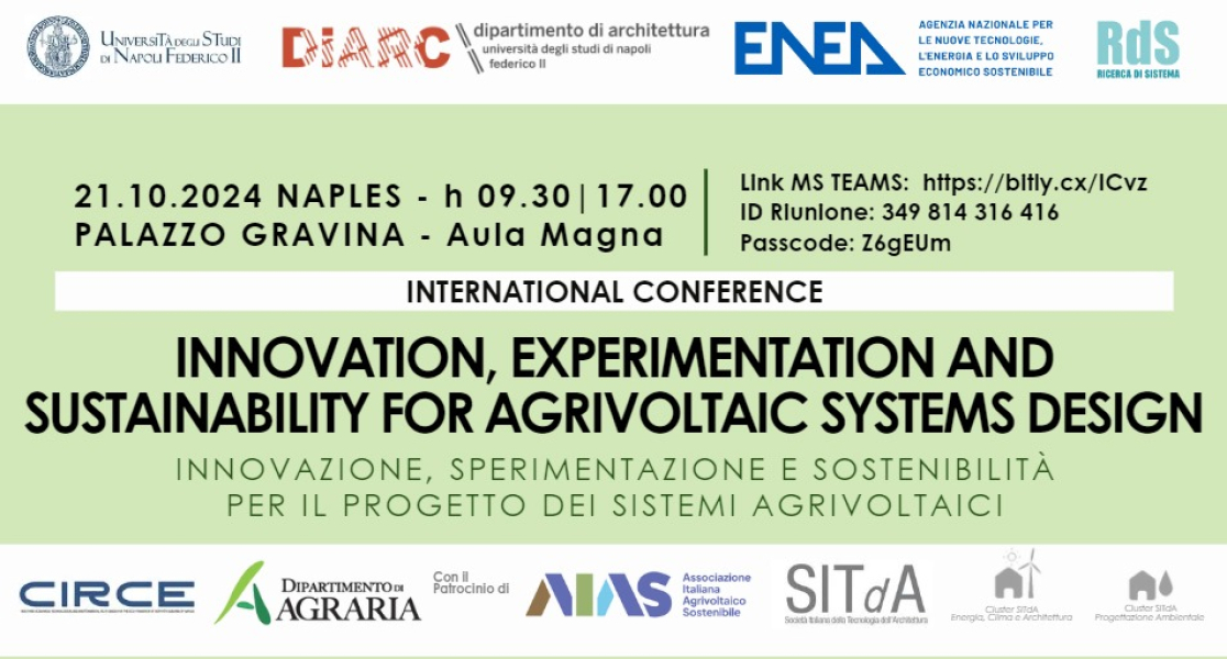 International Conference ”Innovation, Experimentation and Sustainability for Agrivoltaic Systems Design”