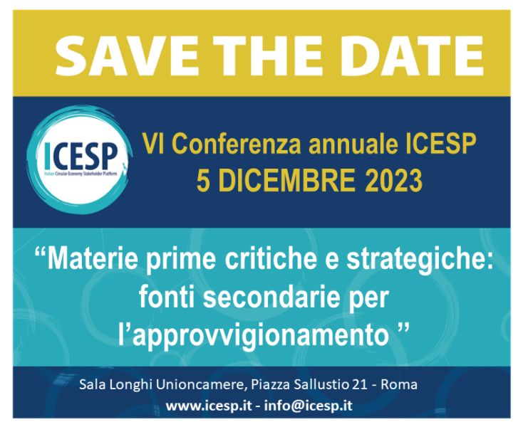 VI Conferenza Annuale ICESP - Materie prime critiche e strategiche: fonti secondarie per l'approvvigionamento