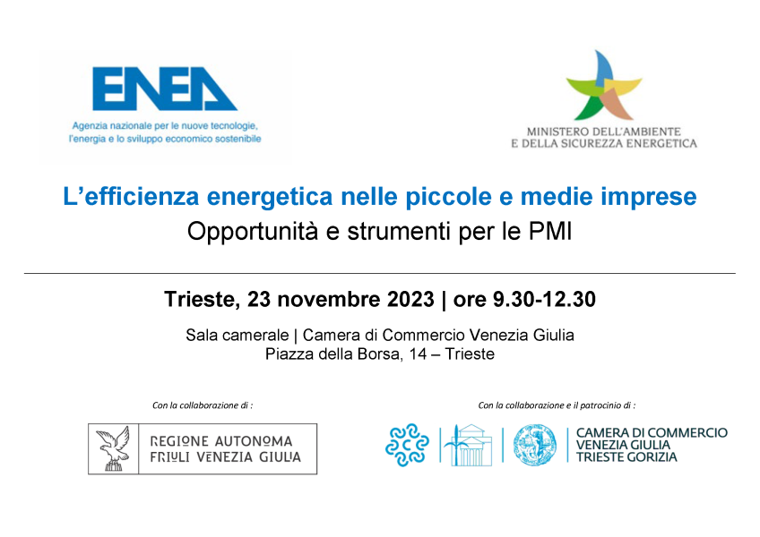 L’efficienza energetica nelle piccole e medie imprese - Trieste, 23 novembre 2023