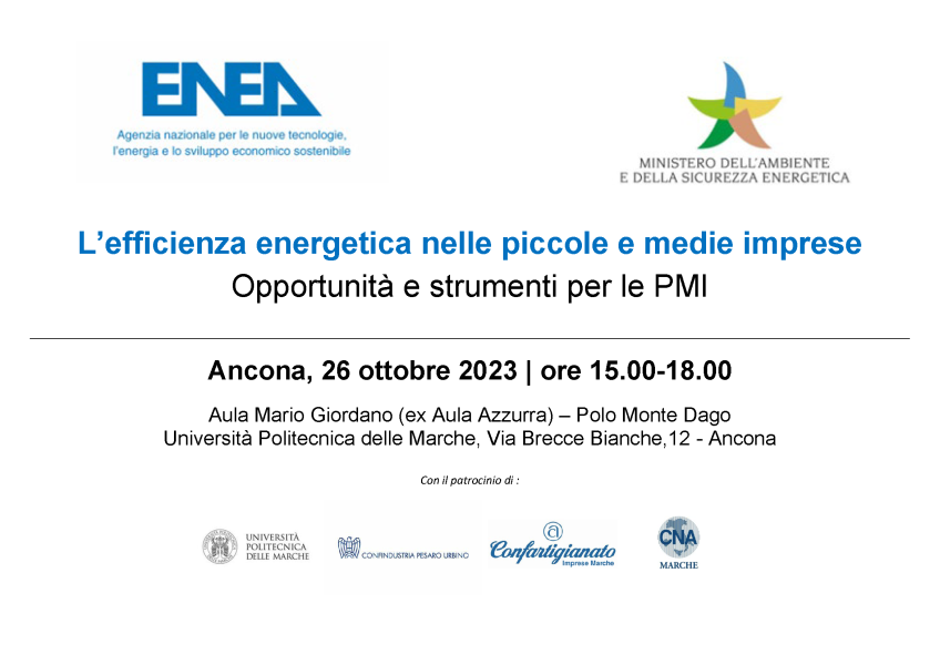 L’efficienza energetica nelle piccole e medie imprese - Ancona, 26 ottobre 2023